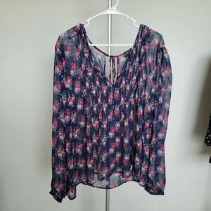 Forever 21 Sleeveless Blue and Pink Relaxed Blouse